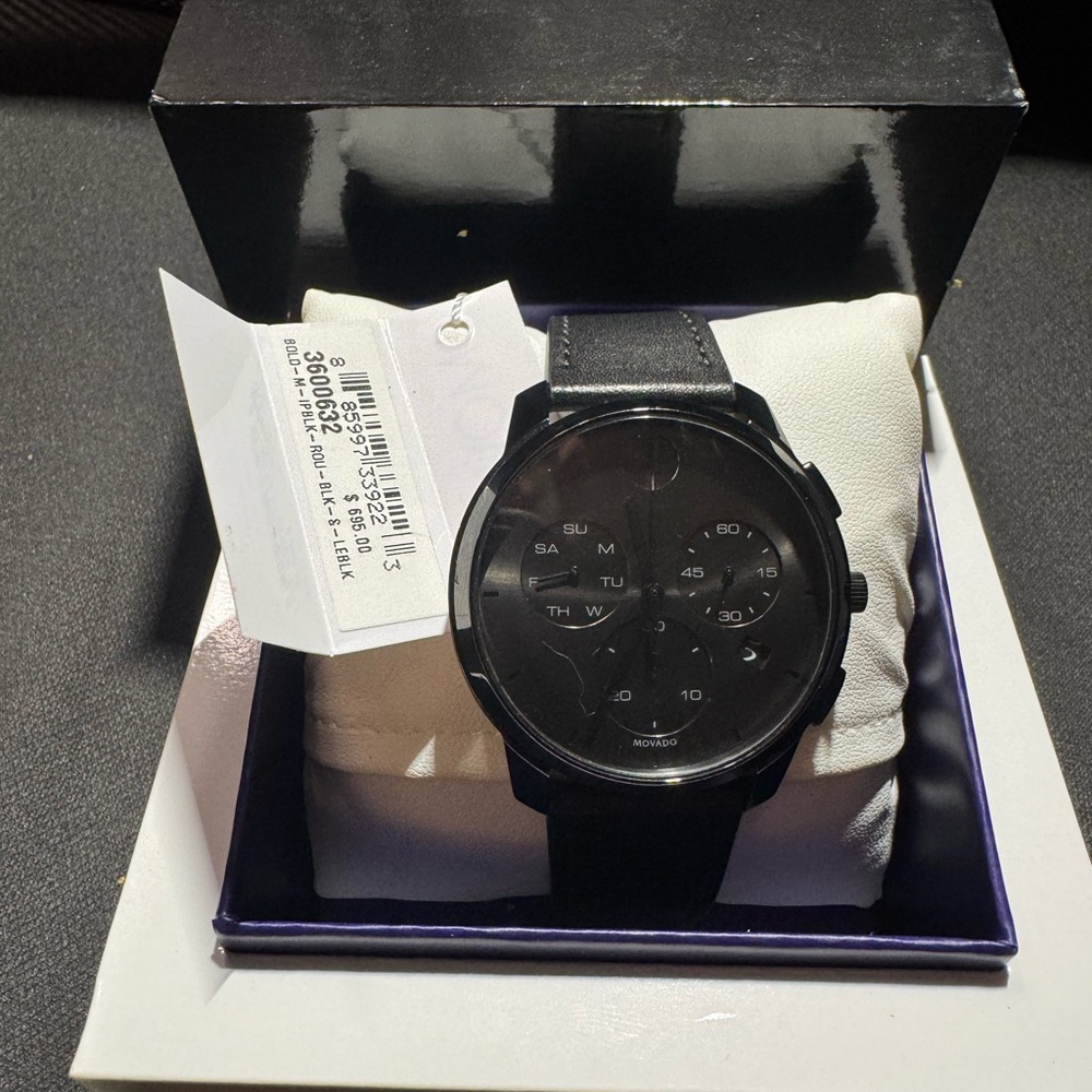 MOVADO 
Bold Thin Chronograph Quartz Black Dial Men's Watch
